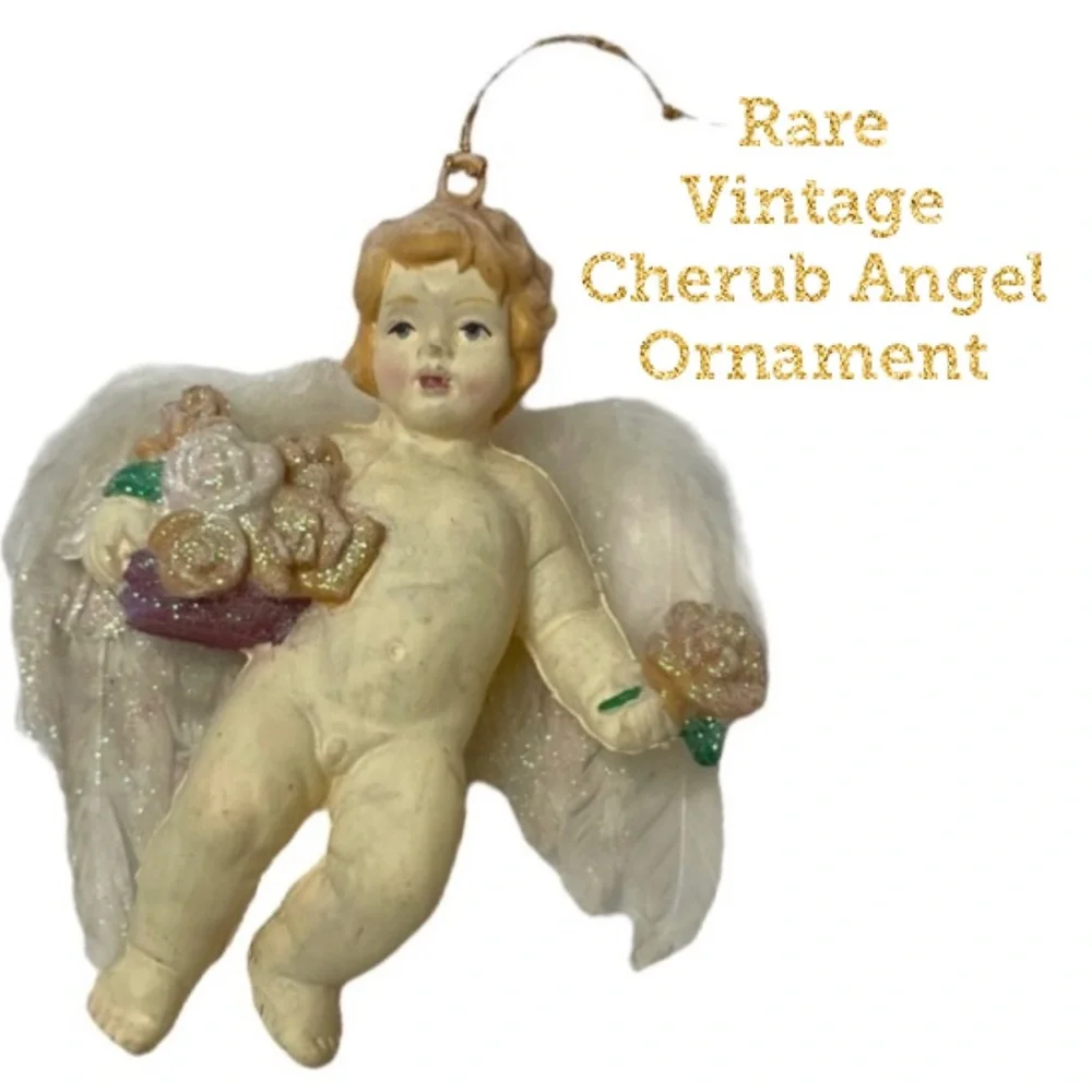 Cherub Angel Victorian Old World Rare Vintage Christmas Ornaments Decorations